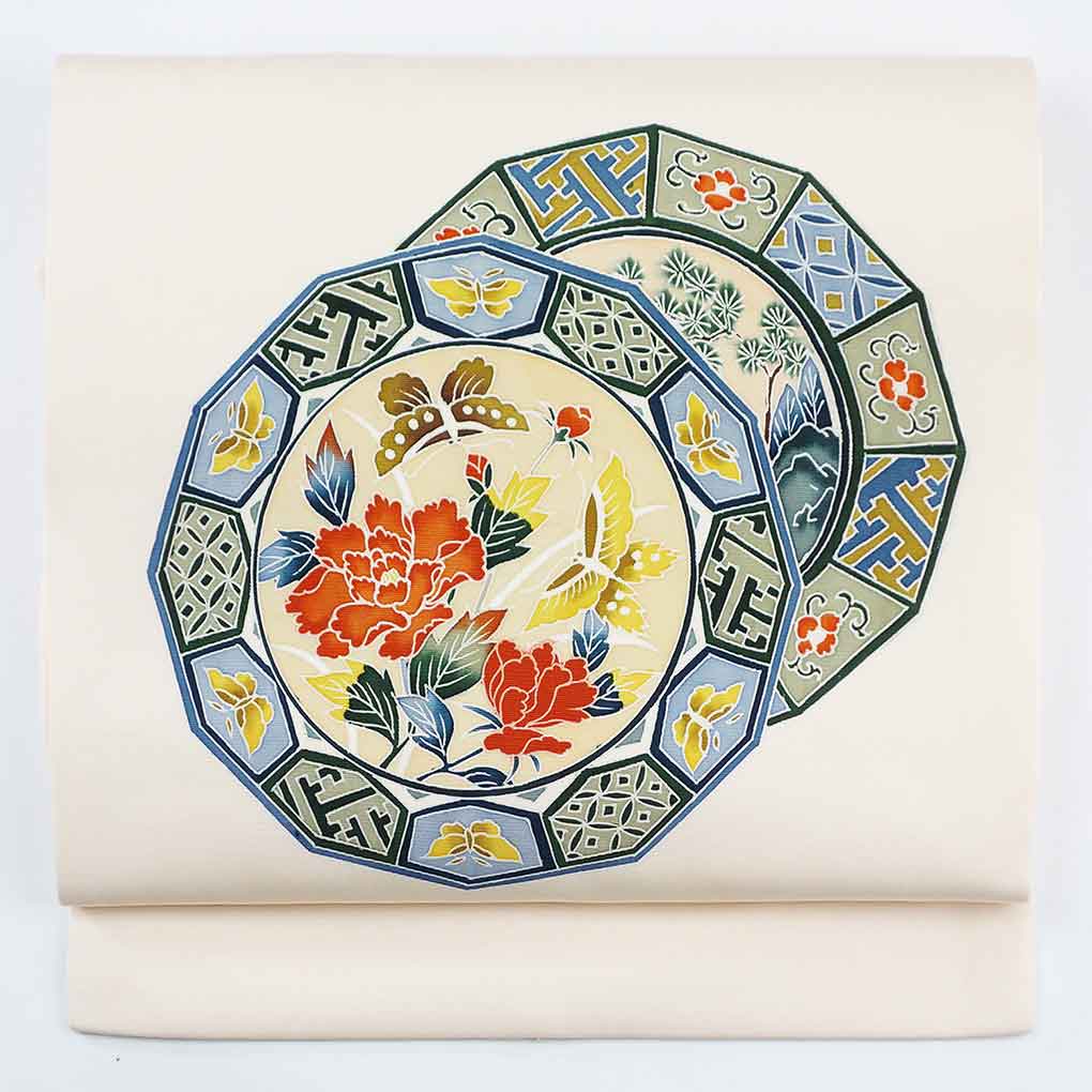 名古屋帯 リサイクル帯 幅30.5cm 長さ365cm レディース 花柄 秋冬春用 正絹（シルク）ピンク 美品 リメイク リユース【ランクA】