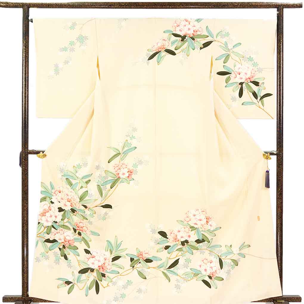 訪問着 リサイクル着物 身丈165cm 裄68cm 前幅25cm 後幅30cm 袖丈56cm 袖幅35cm レディース 袷 花柄 裄長 裄Lサイズ 秋冬春用 正絹（シルク）ピンク トールサイズ 美品 作家もの リメイク リユース【ランクA】