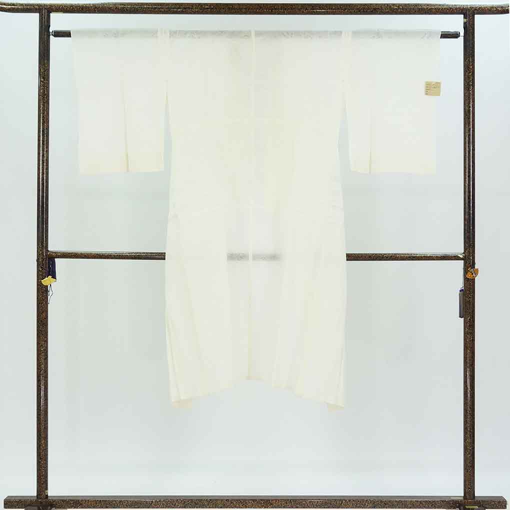 長襦袢 リサイクル着物 襦袢丈123cm 裄63cm 袖丈49cm 袖幅32cm レディース 花柄 裄Mサイズ 夏用 麻 ホワイト 美品 リメイク リユース【ランクA】