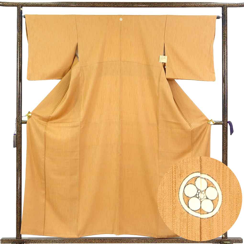 色無地 リサイクル着物 身丈159cm 裄65cm 前幅24cm 後幅30cm 袖丈48cm 袖幅33cm レディース 袷 無地 裄Mサイズ 秋冬春用 正絹（シルク）ブラウン 美品 リメイク リユース【ランクA】