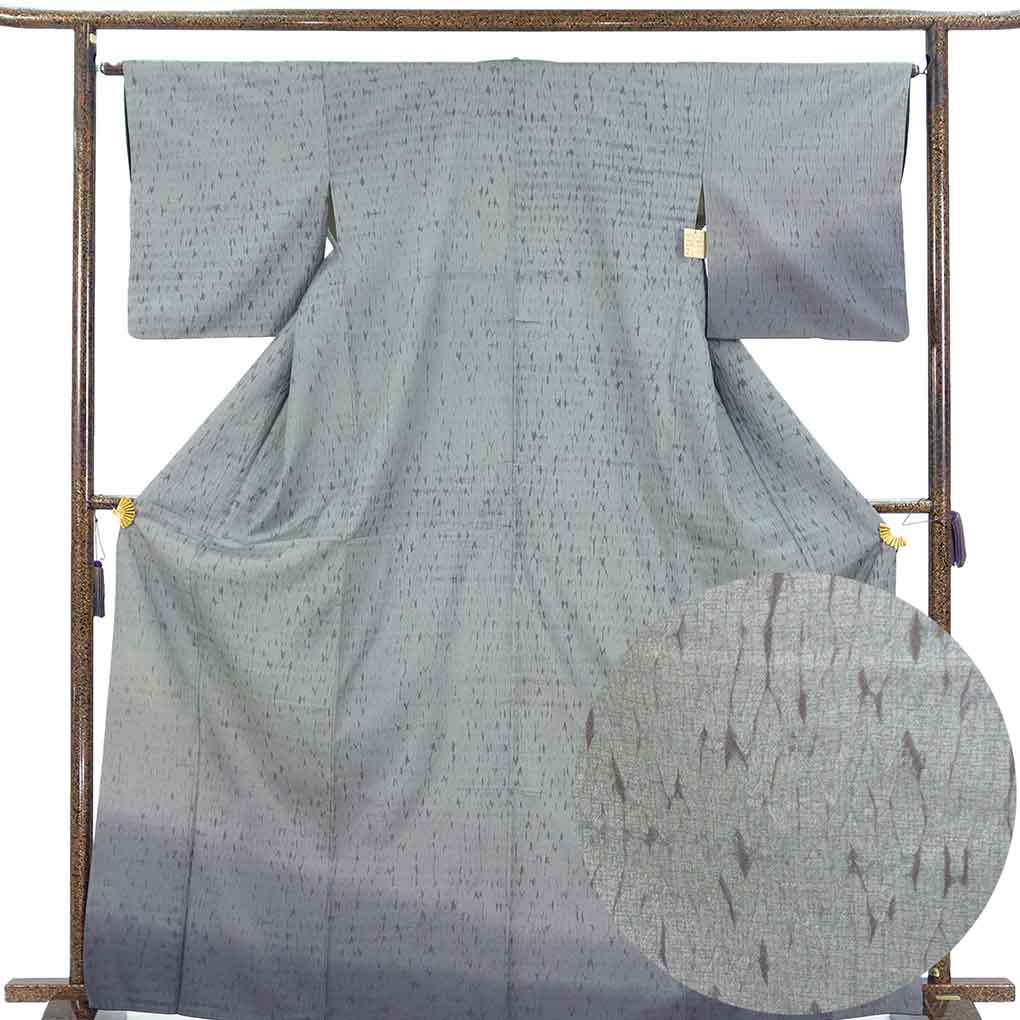 付下 リサイクル着物 身丈168cm 裄65cm 前幅24.5cm 後幅29.5cm 袖丈49cm 袖幅32.5cm レディース 袷 裾ぼかし 裄Mサイズ 秋冬春用 正絹（シルク）グレー トールサイズ やや難 リメイク リユース【ランクB】