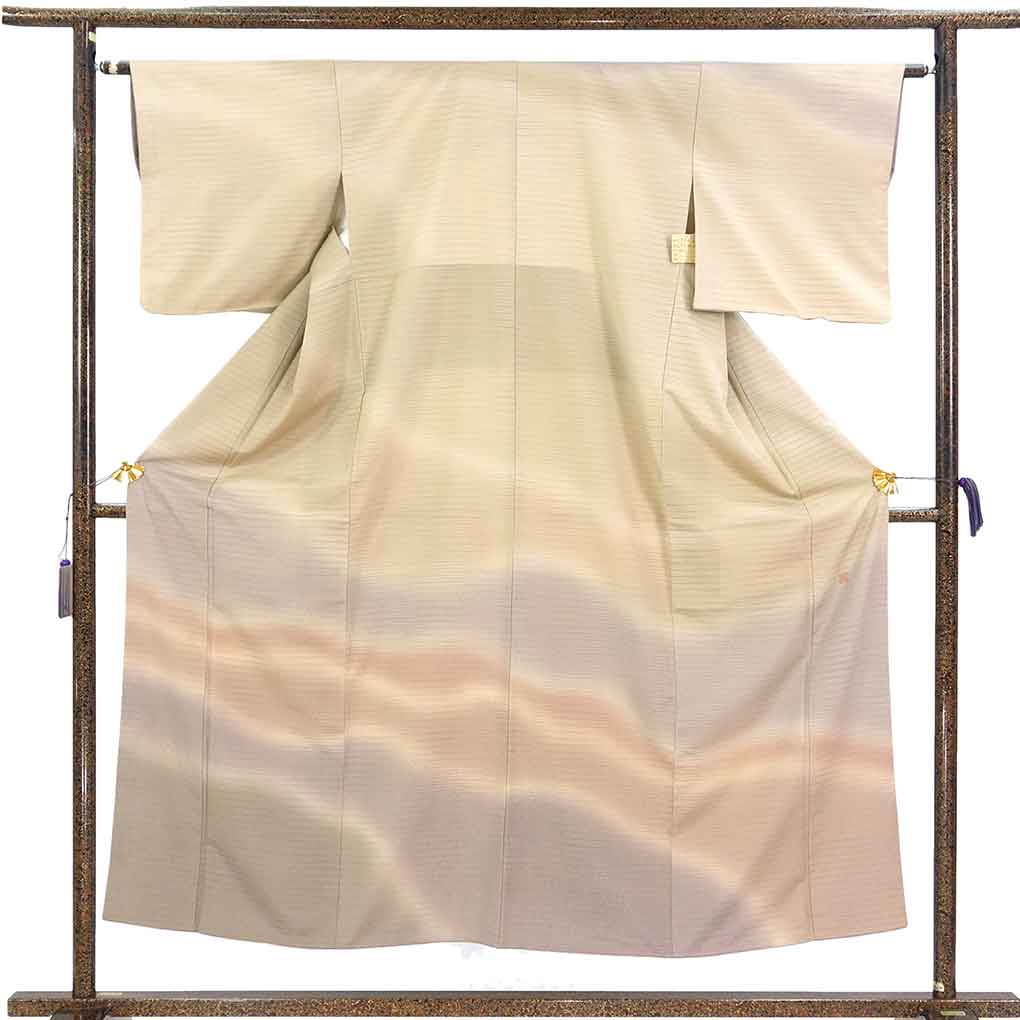 付下 リサイクル着物 身丈152cm 裄62cm 前幅23.5cm 後幅29cm 袖丈45cm 袖幅32cm レディース 袷 裾ぼかし 裄Sサイズ 秋冬春用 正絹（シルク）ブラウン 美品 リメイク リユース【ランクA】