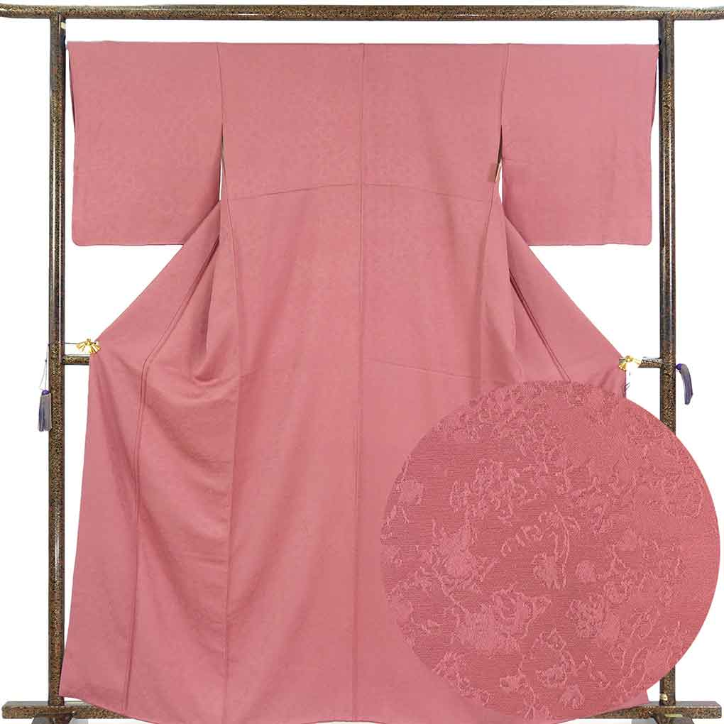 色無地 リサイクル着物 身丈163cm 裄68cm 前幅24cm 後幅30cm 袖丈49cm 袖幅34cm レディース 袷 無地 裄長 裄Lサイズ 秋冬春用 正絹（シルク）パープル 美品 リメイク リユース【ランクA】