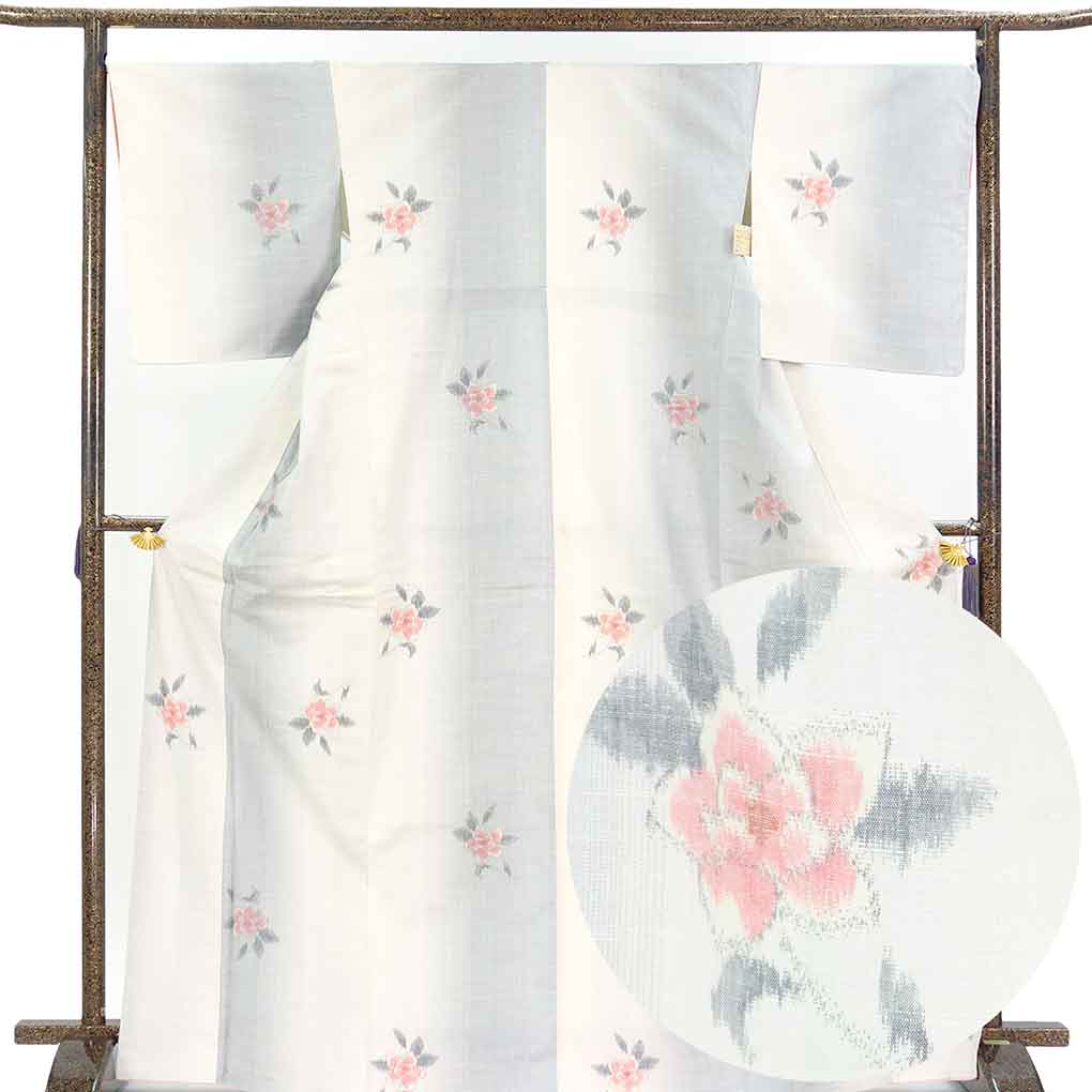 紬 リサイクル着物 身丈171cm 裄68cm 前幅24.5cm 後幅30cm 袖丈51cm 袖幅34cm レディース 袷 縦ぼかし 裄長 裄Lサイズ 秋冬春用 正絹（シルク）ホワイト トールサイズ 美品 リメイク リユース【ランクA】