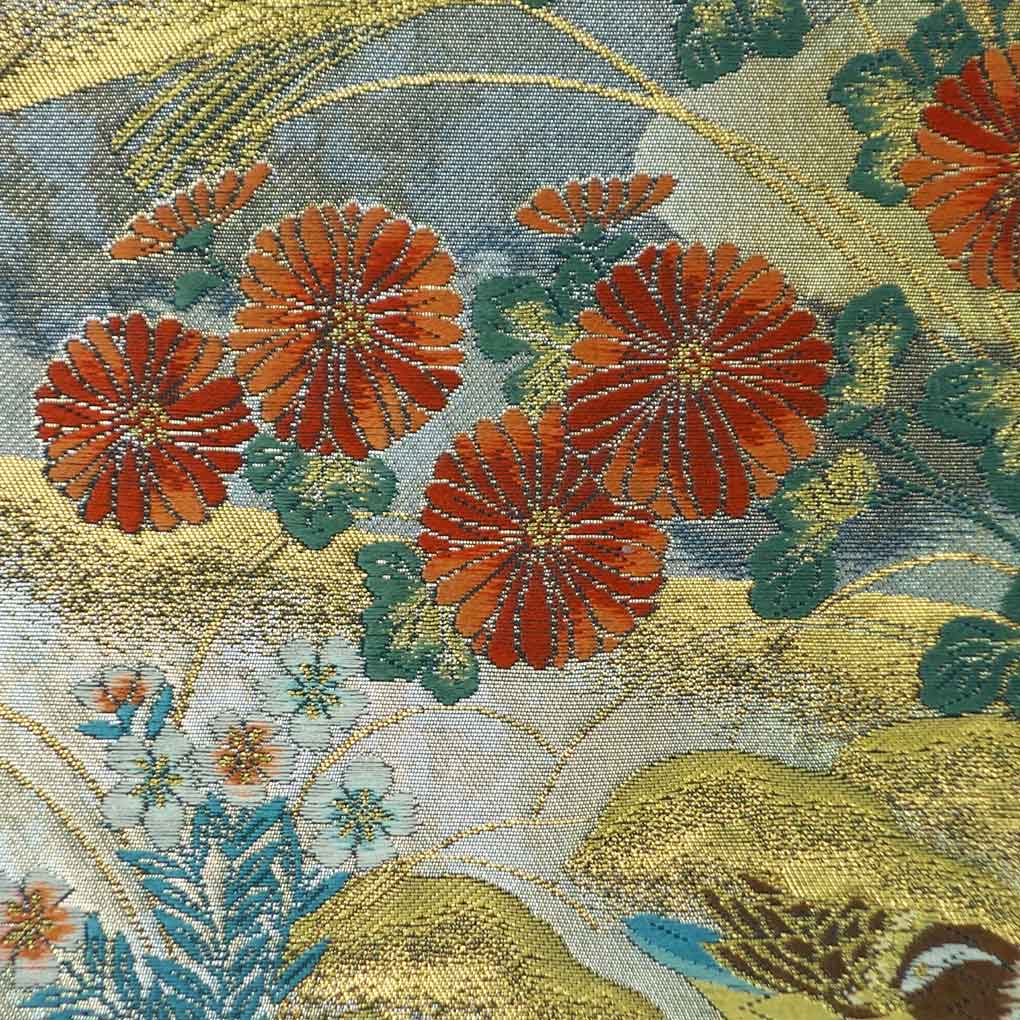 袋帯 リサイクル帯 幅31cm 長さ434cm レディース 四季の花柄 秋冬春用 