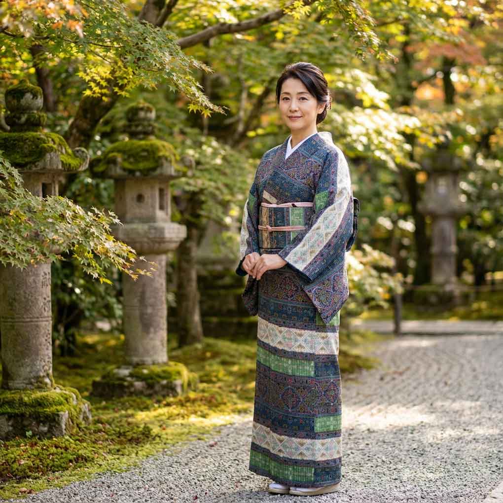 紬 リサイクル着物 身丈155cm 裄62cm 前幅23cm 後幅29cm 袖丈49cm 袖幅32cm レディース 袷 横段柄 裄Sサイズ 秋冬春用 正絹（シルク）ブラック 美品 リメイク リユース【ランクA】