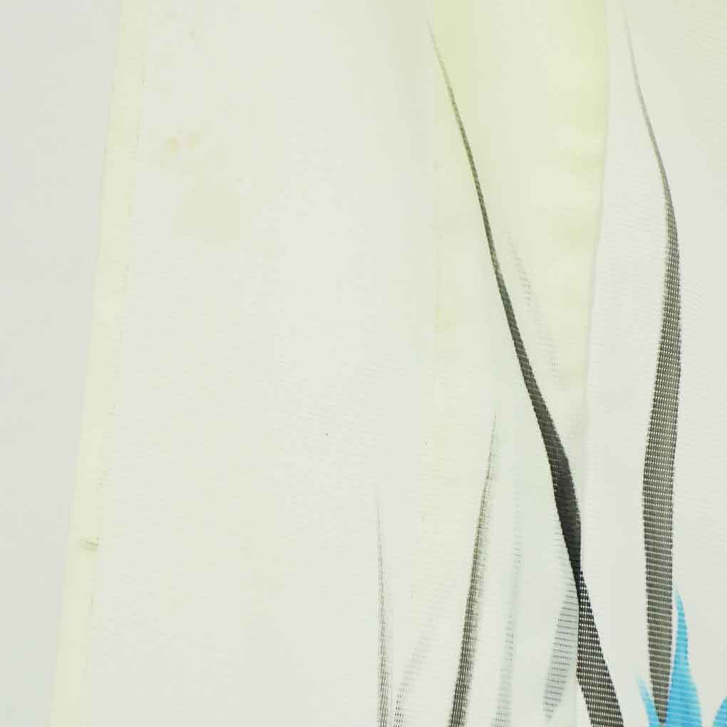 訪問着 リサイクル着物 身丈161cm 裄66cm 前幅24cm 後幅31cm 袖丈49cm 袖幅33cm レディース 菖蒲 裄長 裄M-Lサイズ 夏用 ポリエステル グリーン やや難 リメイク リユース【ランクB】