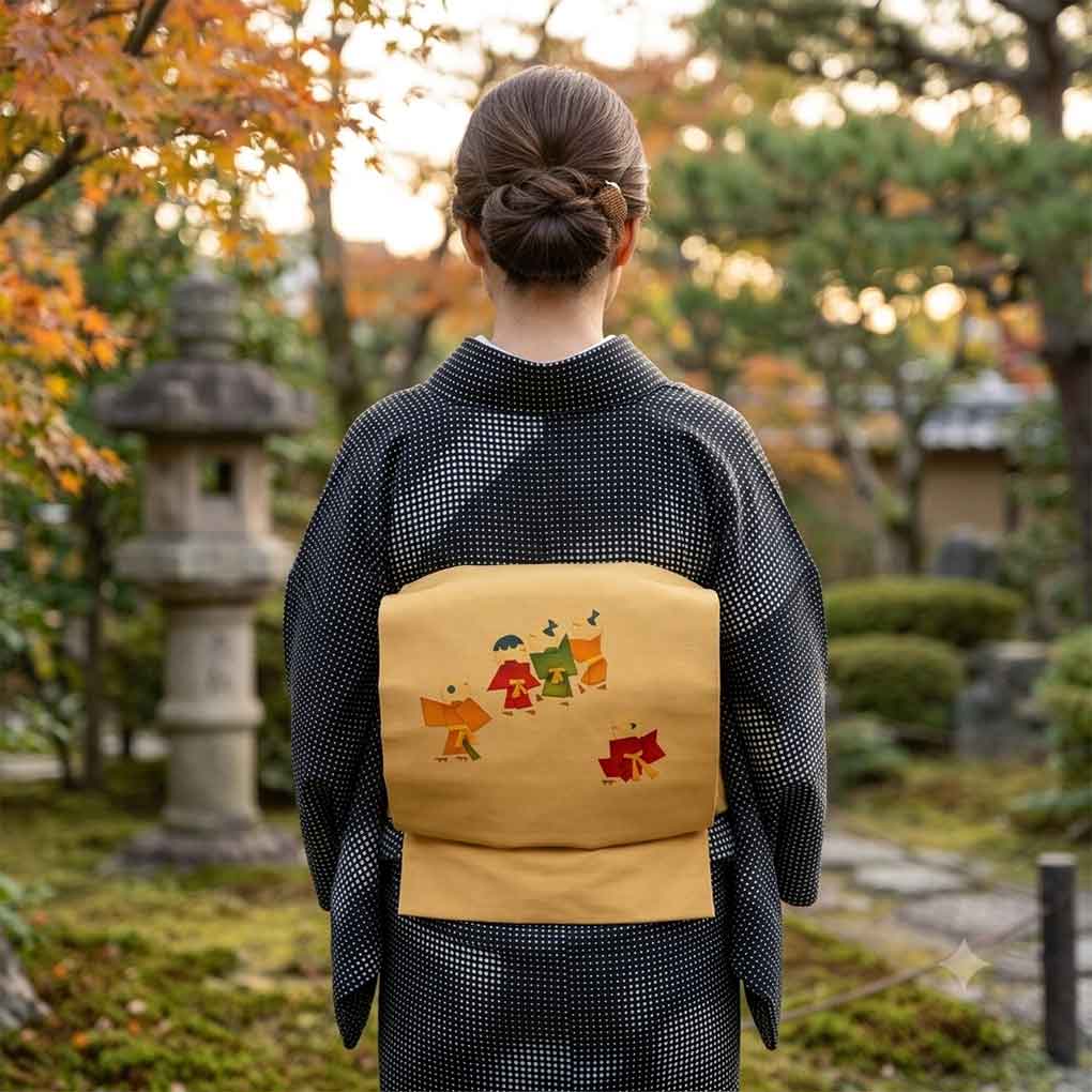 名古屋帯 リサイクル帯 幅31cm 長さ370cm レディース 童 秋冬春用 正絹(シルク)ブラウン 美品 塩瀬 リメイク リユース【ランクA】