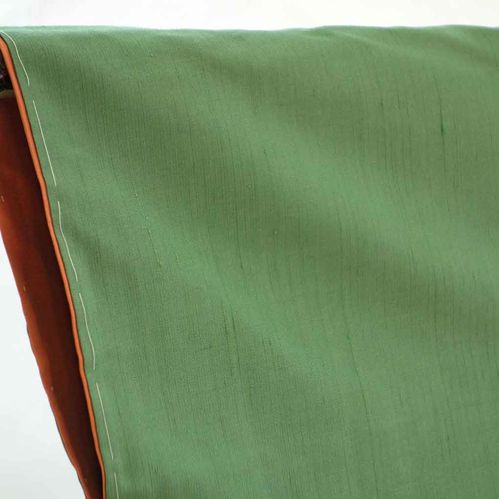 紬 リサイクル着物 身丈166cm 裄69cm 前幅26.5cm 後幅32cm 袖丈49cm 袖幅35cm レディース 袷 花柄 裄長 裄L-LLサイズ 秋冬春用 正絹(シルク)グリーン トールサイズ 未使用品 リメイク リユース【ランクS】