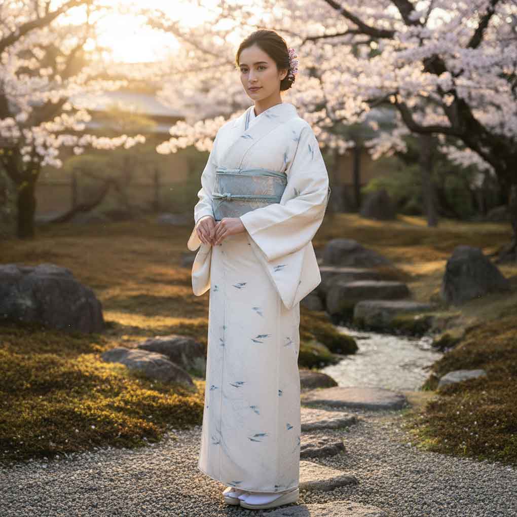 小紋 リサイクル着物 身丈150cm 裄62cm 前幅24cm 後幅29cm 袖丈47cm 袖幅32cm レディース 抽象柄 裄Sサイズ 夏用 ポリエステル ブルー 美品 リメイク リユース【ランクA】