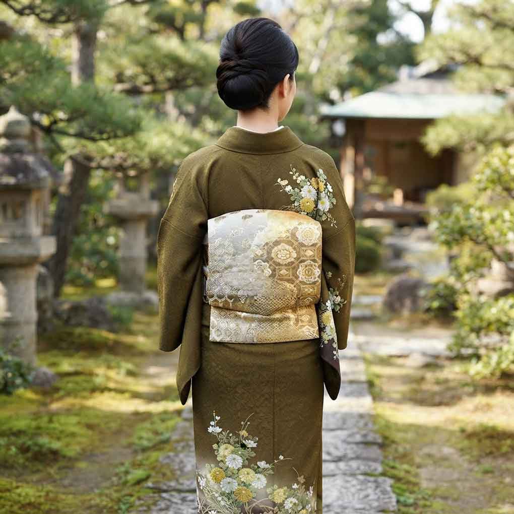 袋帯 リサイクル帯 幅31cm 長さ431cm レディース 蜀江 秋冬春用 正絹（シルク）ゴールド 美品 リメイク リユース【ランクA】