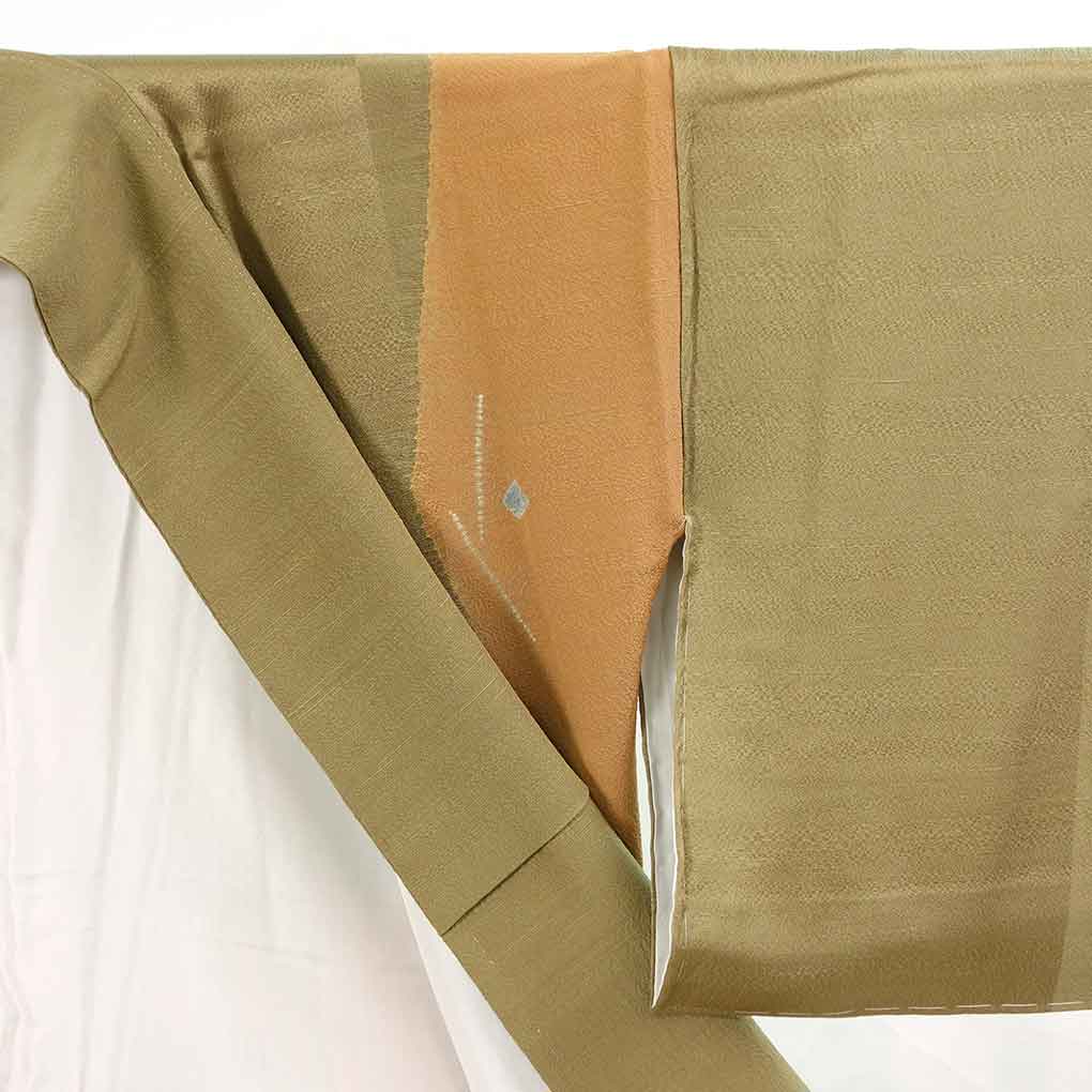 訪問着 リサイクル着物 身丈167cm 裄71cm 前幅26cm 後幅30.5cm 袖丈49cm 袖幅36cm レディース 袷 絞り 裄長 裄LLサイズ 秋冬春用 正絹（シルク）ブラウン トールサイズ 未使用品 中村玉緒 リメイク リユース【ランクS】