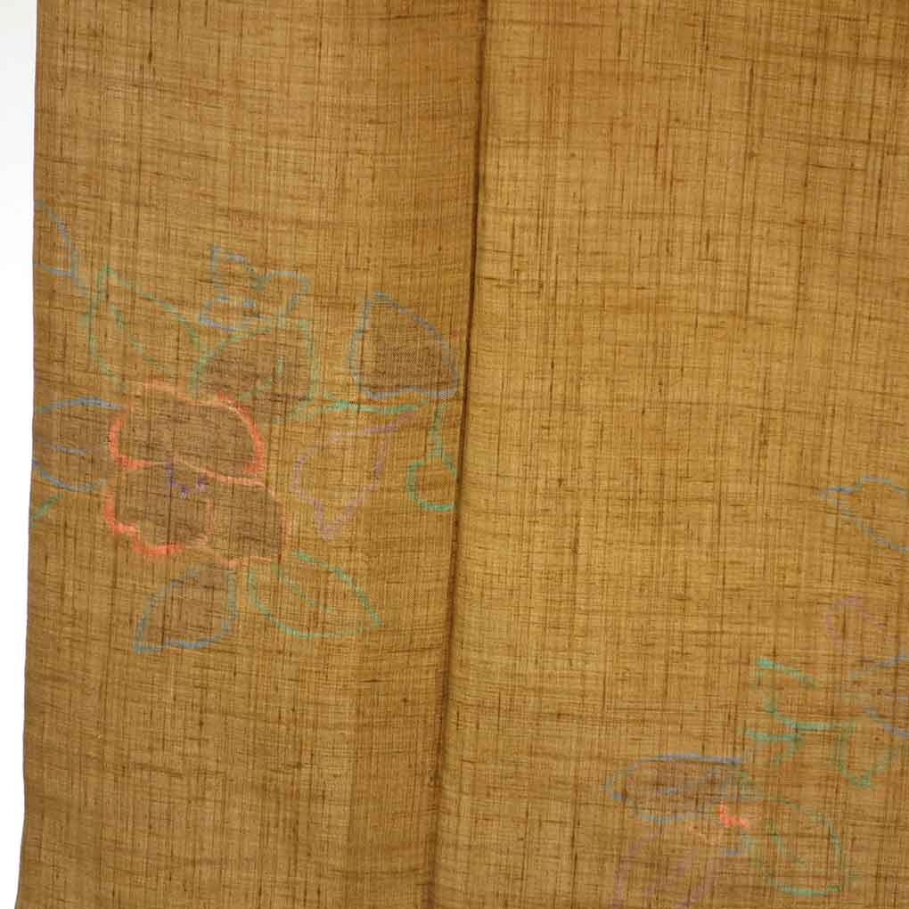 紬 リサイクル着物 身丈153cm 裄65cm 前幅26cm 後幅29.5cm 袖丈45cm 袖幅33cm レディース 単衣 花柄 裄Mサイズ 初夏・初秋用 正絹（シルク）ブラウン 美品 リメイク リユース【ランクA】
