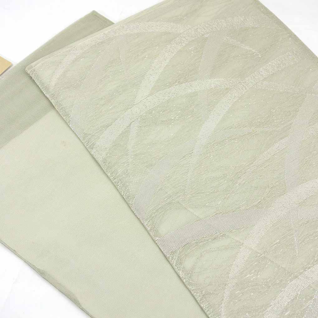 袋帯 リサイクル帯 幅31cm 長さ414cm レディース 露芝 夏用 正絹（シルク）グレー やや難 リメイク リユース【ランクB】