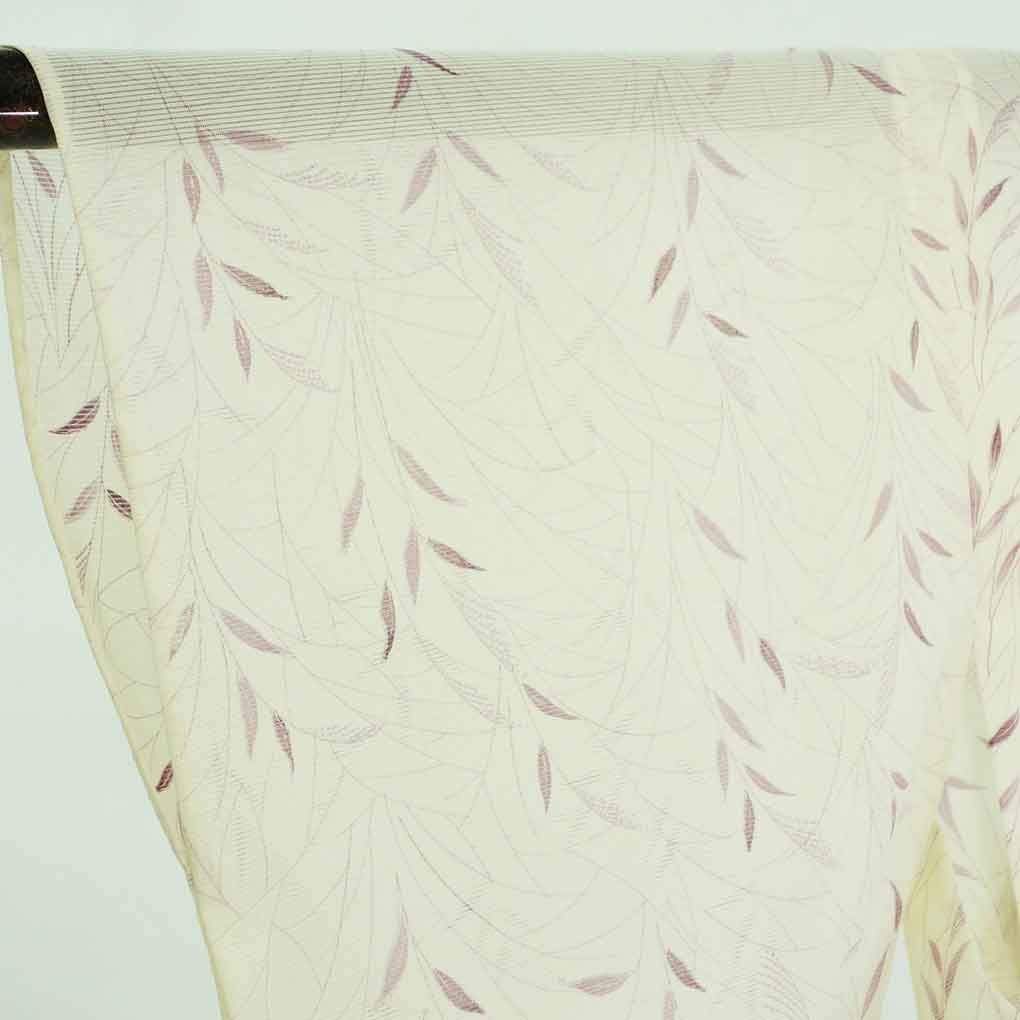 小紋 リサイクル着物 身丈163cm 裄63cm 前幅25.5cm 後幅31cm 袖丈45cm 袖幅32cm レディース 植物 裄Mサイズ 夏用 ポリエステル ホワイト 美品 リメイク リユース【ランクA】