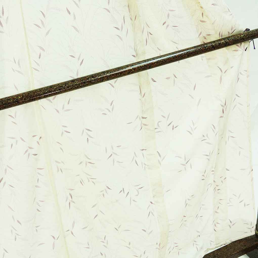 小紋 リサイクル着物 身丈163cm 裄63cm 前幅25.5cm 後幅31cm 袖丈45cm 袖幅32cm レディース 植物 裄Mサイズ 夏用 ポリエステル ホワイト 美品 リメイク リユース【ランクA】