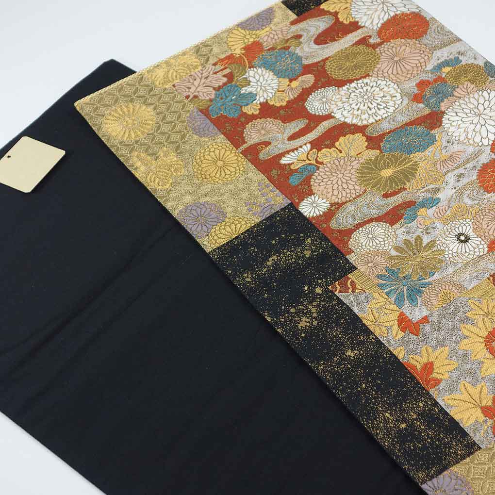袋帯 リサイクル帯 幅30.5cm 長さ435cm レディース 花柄 秋冬春用 正絹(シルク)ブラック 美品 リメイク リユース【ランクA】