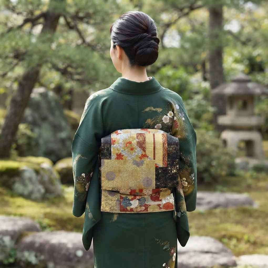袋帯 リサイクル帯 幅30.5cm 長さ435cm レディース 花柄 秋冬春用 正絹(シルク)ブラック 美品 リメイク リユース【ランクA】