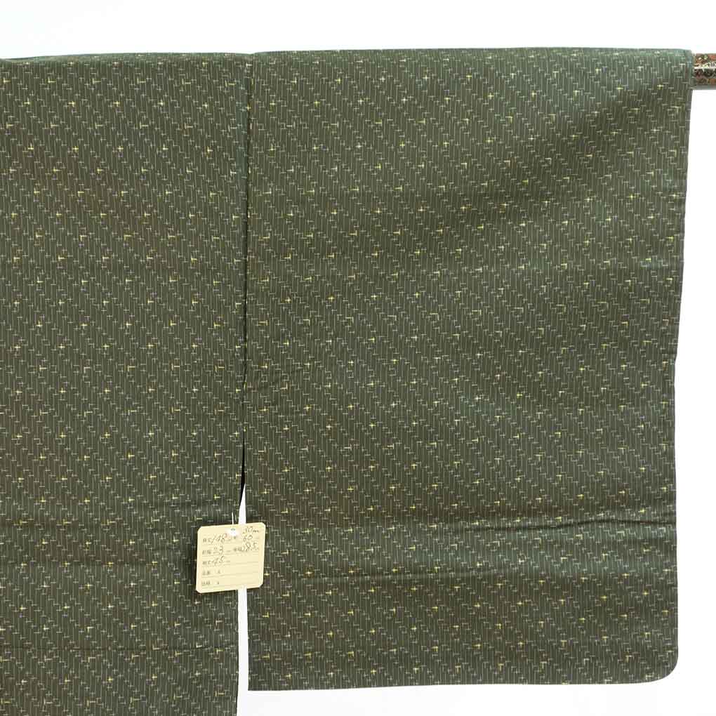 紬 リサイクル着物 身丈148cm 裄60cm 前幅23cm 後幅28.5cm 袖丈45cm 袖幅30cm レディース 単衣 絣模様 裄SS-Sサイズ 初夏・初秋用 正絹(シルク)ブラウン 美品 リメイク リユース【ランクA】