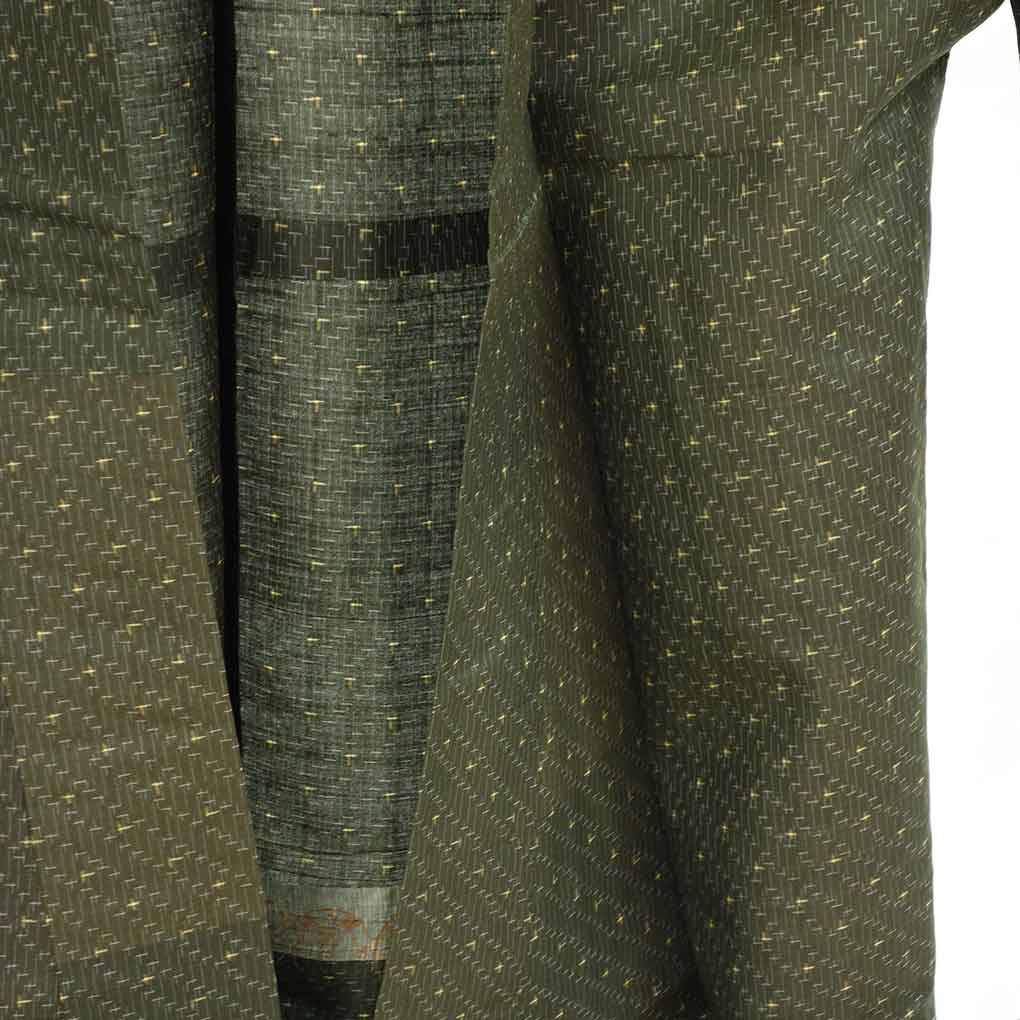 紬 リサイクル着物 身丈148cm 裄60cm 前幅23cm 後幅28.5cm 袖丈45cm 袖幅30cm レディース 単衣 絣模様 裄SS-Sサイズ 初夏・初秋用 正絹(シルク)ブラウン 美品 リメイク リユース【ランクA】