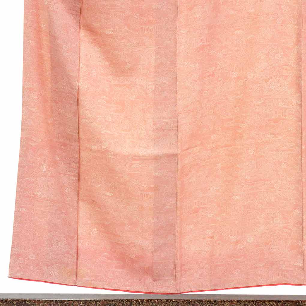 【在庫処分】リサイクル着物 小紋正絹ローズ地袷江戸小紋着物レディース【裄Mサイズ】【ランクB】