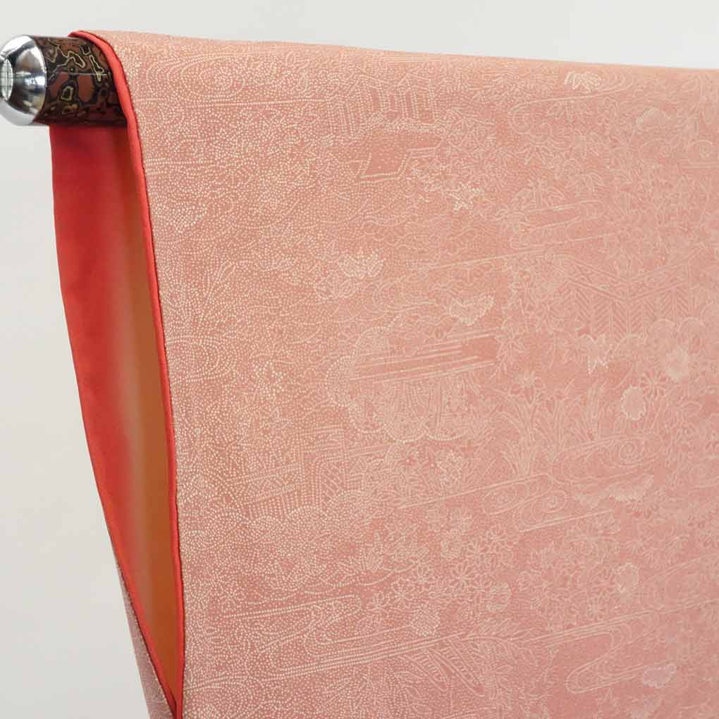 【在庫処分】リサイクル着物 小紋正絹ローズ地袷江戸小紋着物レディース【裄Mサイズ】【ランクB】