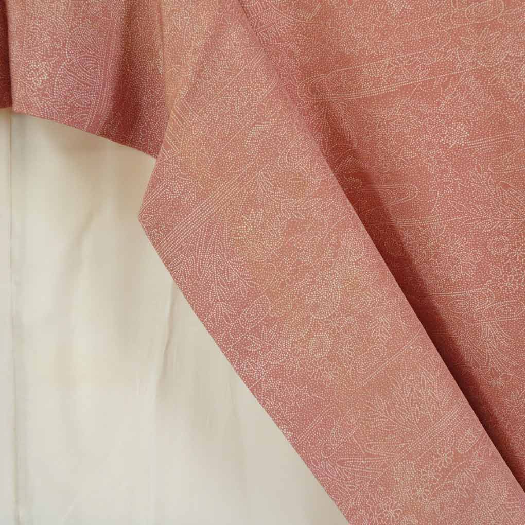 【在庫処分】リサイクル着物 小紋正絹ローズ地袷江戸小紋着物レディース【裄Mサイズ】【ランクB】