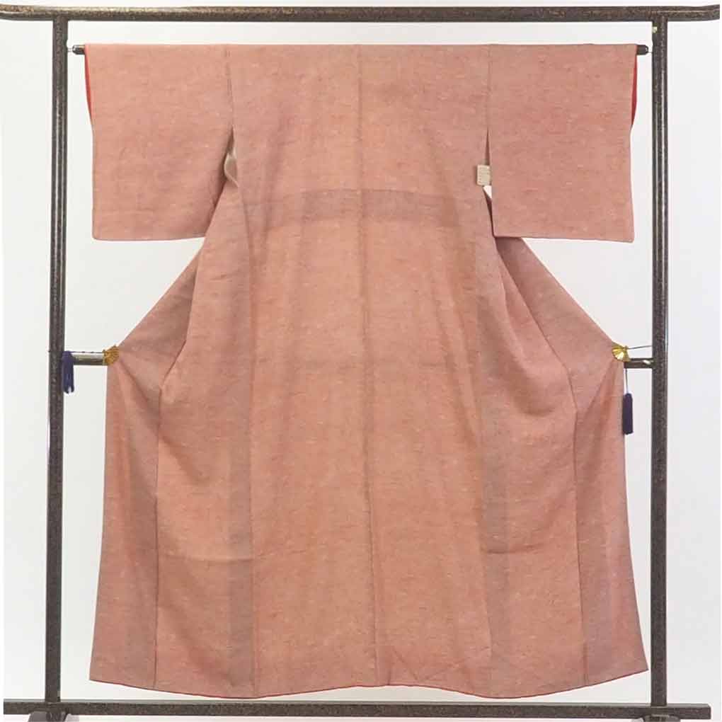 【在庫処分】リサイクル着物 小紋正絹ローズ地袷江戸小紋着物レディース【裄Mサイズ】【ランクB】