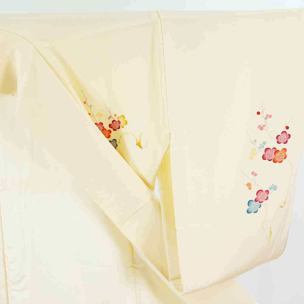 訪問着 リサイクル着物 身丈160cm 裄65cm 前幅24cm 後幅29cm 袖丈56cm 袖幅32cm レディース 袷 花柄 裄Mサイズ 秋冬春用 正絹(シルク)オレンジ 美品 リメイク リユース【ランクA】