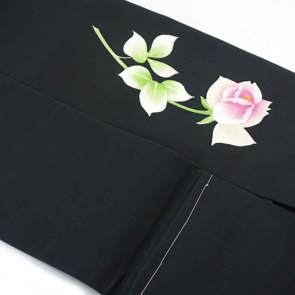 名古屋帯 リサイクル帯 幅30cm 長さ365cm レディース 薔薇柄 秋冬春用 正絹（シルク）ブラック やや難 塩瀬 リメイク リユース【ランクB】