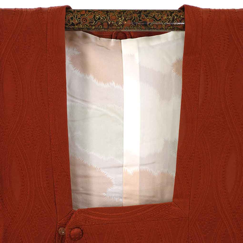 コート リサイクル着物 コート丈95cm 裄67cm 袖丈48cm 袖幅35cm レディース 袷 無地 裄長 裄Lサイズ 秋冬春用 正絹（シルク）ブラウン 美品 リメイク リユース【ランクA】