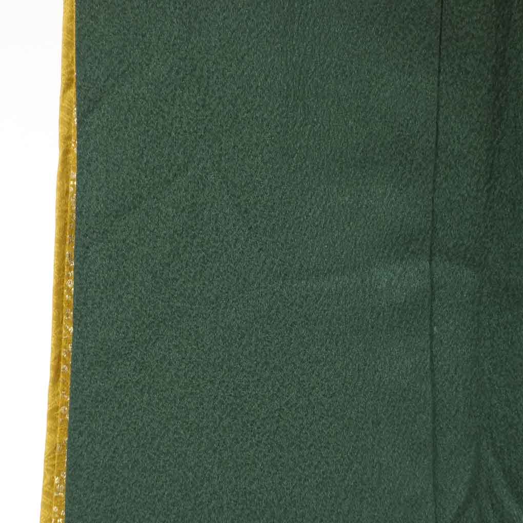 振袖 リサイクル着物 身丈167cm 裄70cm 前幅25cm 後幅29cm 袖丈111cm 袖幅35cm レディース 袷 無地 裄長 裄L-LLサイズ 秋冬春用 正絹（シルク）グリーン トールサイズ 美品 リメイク リユース【ランクA】