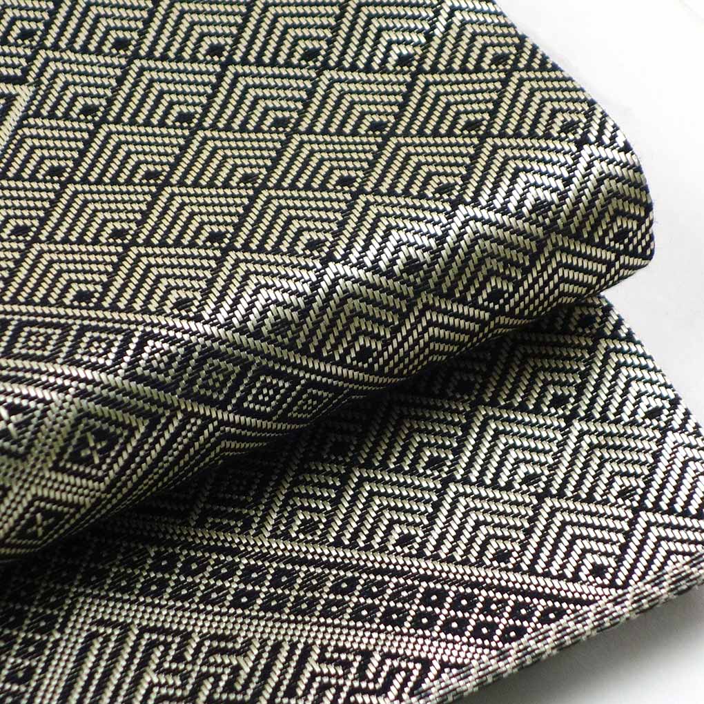 袋帯 リサイクル帯 幅31cm 長さ434cm レディース 連続模様 秋冬春用 正絹(シルク)ブラック 未使用品 リメイク リユース【ランクS】