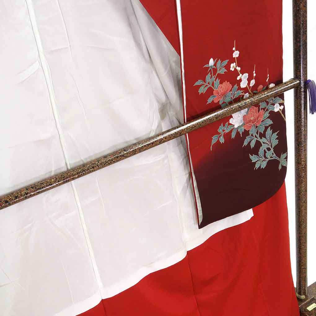 リサイクル 振袖 着物 身丈169cm 裄67cm 前幅24.5cm 後幅30.5cm 袖丈110cm 袖幅34.5cm レディース 袷 花柄 裄長 裄Lサイズ 秋冬春用 正絹（シルク）赤地 トールサイズ 美品 リサイクル リメイク リユース【ランクA】