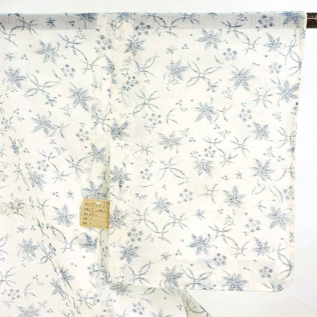 小紋 リサイクル着物 身丈155cm 裄61cm 前幅23cm 後幅31cm 袖丈48cm 袖幅31cm レディース 紅葉 裄Sサイズ 夏用 麻 ホワイト やや難 リメイク リユース【ランクB】