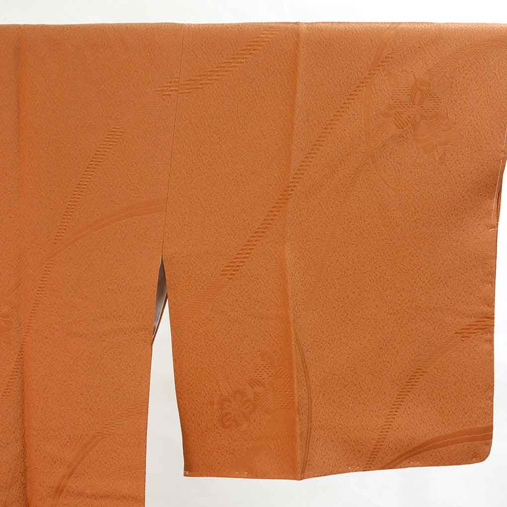 コート リサイクル着物 コート丈88cm 裄67cm 袖丈47cm 袖幅35cm レディース 袷 無地 裄長 裄Lサイズ 秋冬春用 正絹(シルク)ブラウン 未使用品 リメイク リユース【ランクS】