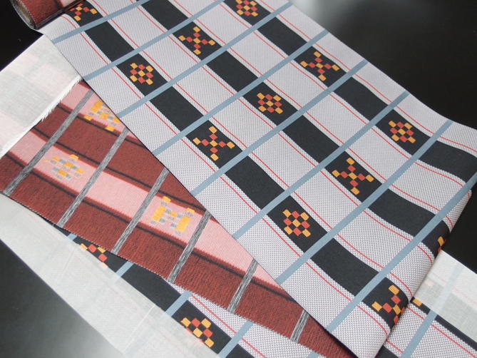 正絹西陣紹巴織全通柄カジュアル用八寸名古屋帯【！】【新品】