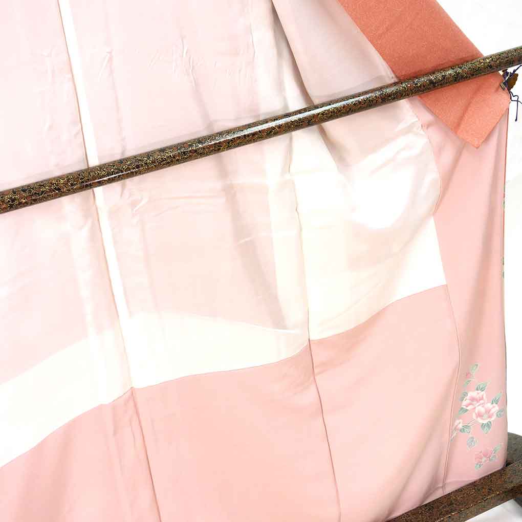 訪問着 リサイクル着物 身丈170cm 裄68cm 前幅24.5cm 後幅30.5cm 袖丈50cm 袖幅34cm レディース 袷 花柄 裄長 裄Lサイズ 秋冬春用 正絹（シルク）ピンク トールサイズ 美品 リメイク リユース【ランクA】