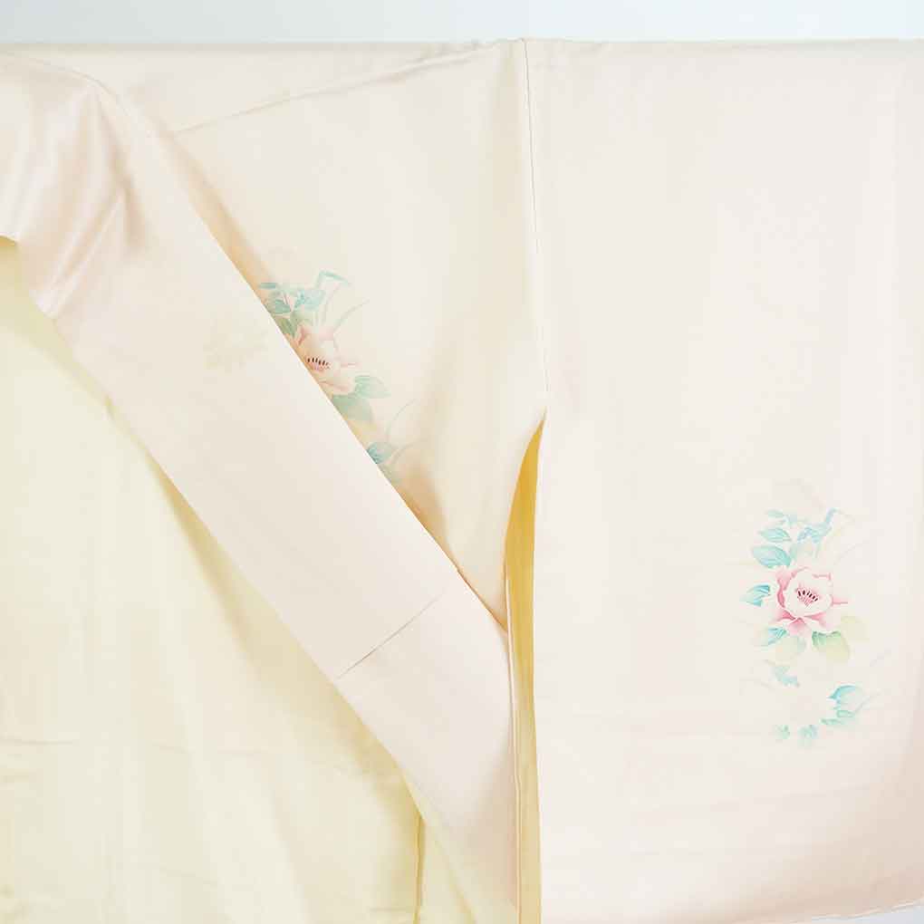 訪問着 リサイクル着物 身丈163cm 裄69cm 前幅24cm 後幅30cm 袖丈57cm 袖幅35cm レディース 袷 花柄 裄長 裄L-LLサイズ 秋冬春用 正絹(シルク)ピンク 未使用品 リメイク リユース【ランクS】