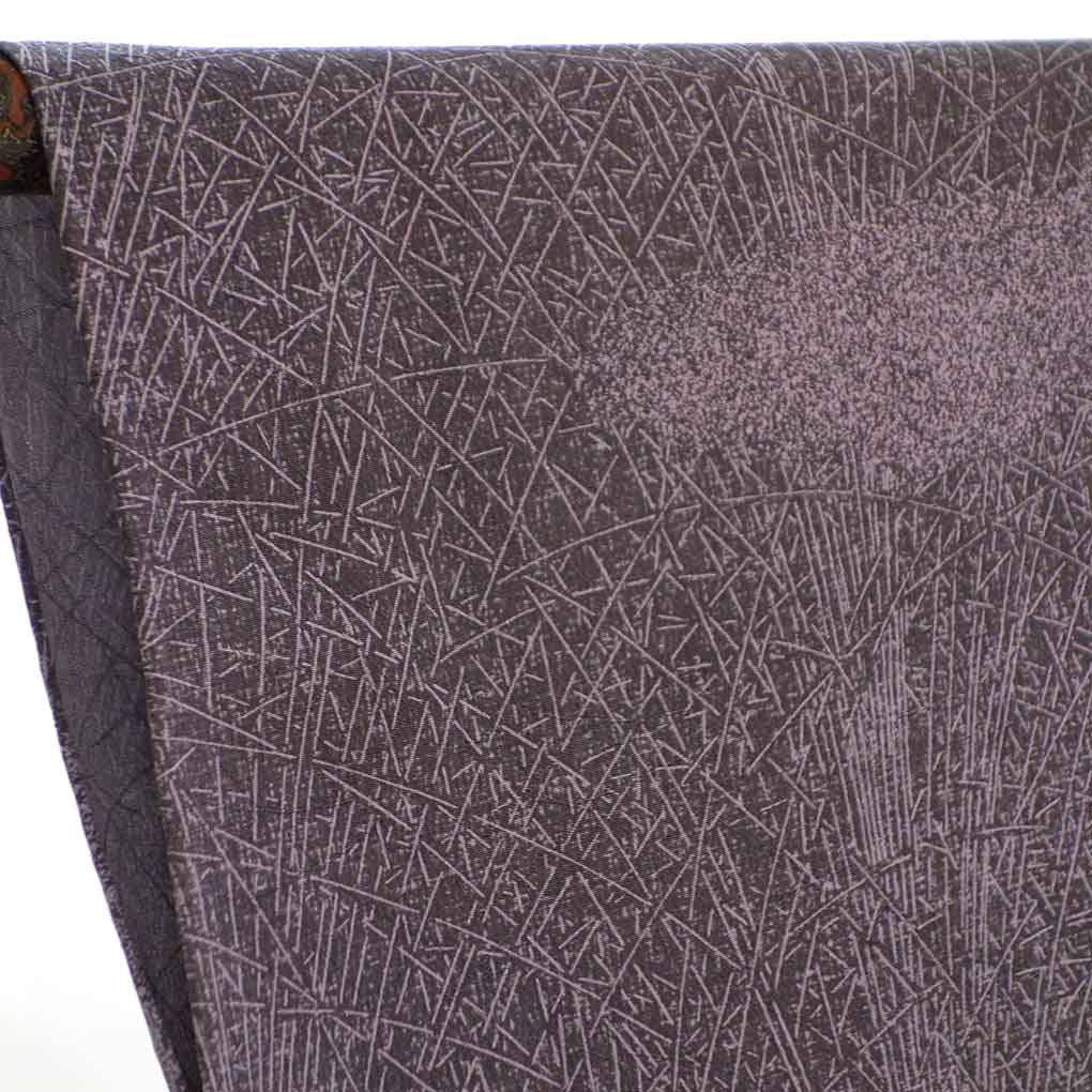 小紋 リサイクル着物 身丈159cm 裄63cm 前幅23cm 後幅30.5cm 袖丈47cm 袖幅32cm レディース 単衣 連続模様 裄Mサイズ 初夏・初秋用 正絹（シルク）パープル 未使用品 リメイク リユース【ランクS】