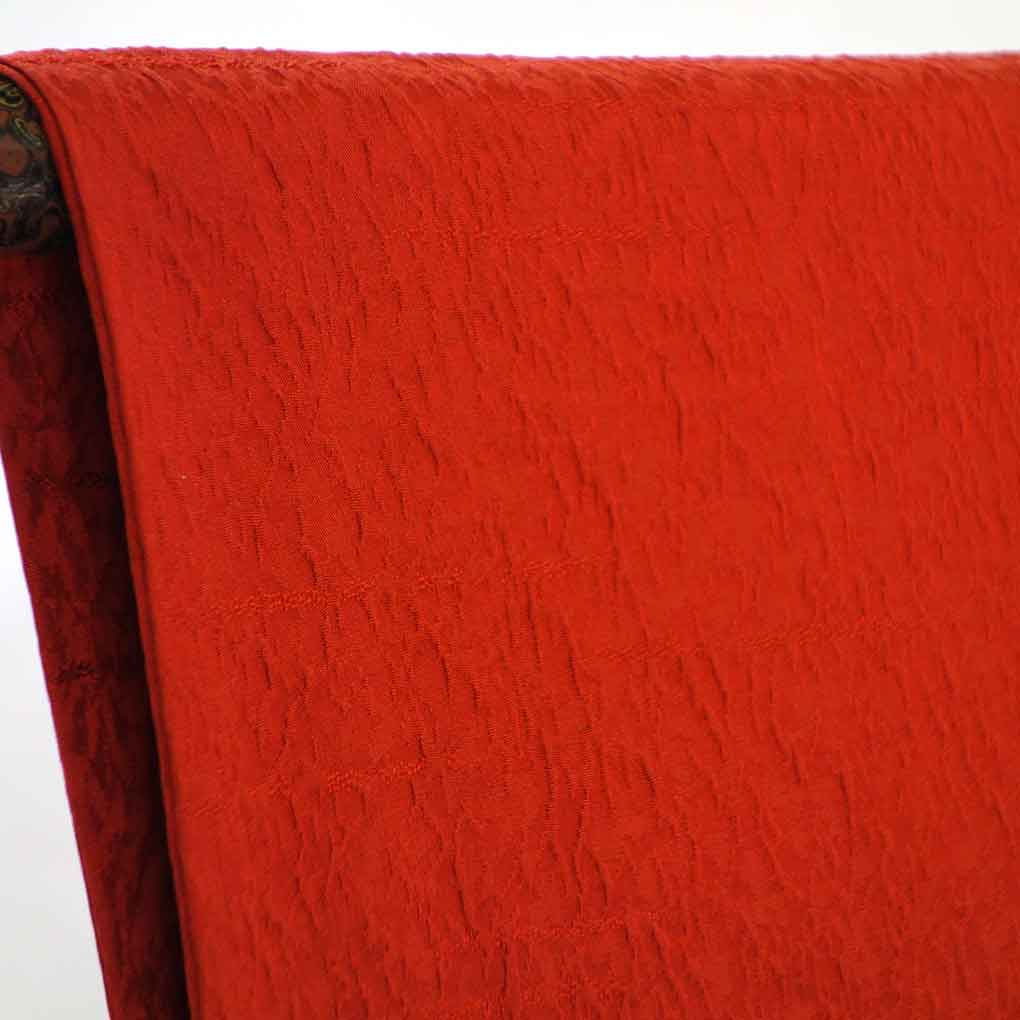 コート リサイクル着物 コート丈91cm 裄68cm 袖丈55cm 袖幅34.5cm レディース 袷 扇面 裄長 裄Lサイズ 秋冬春用 正絹（シルク）レッド 美品 リメイク リユース【ランクA】