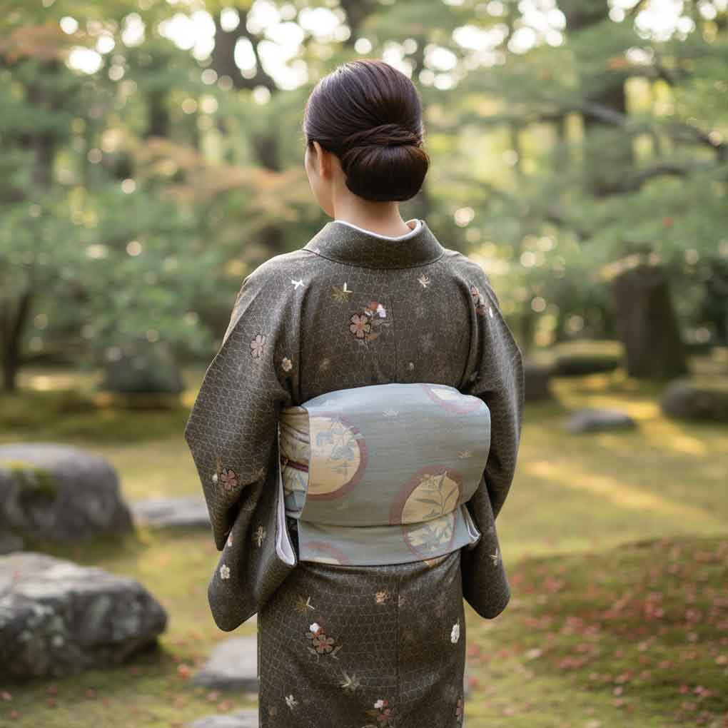 袋帯 リサイクル帯 幅31cm 長さ430cm レディース 花柄 秋冬春用 正絹（シルク）グレー 未使用品 リメイク リユース【ランクS】