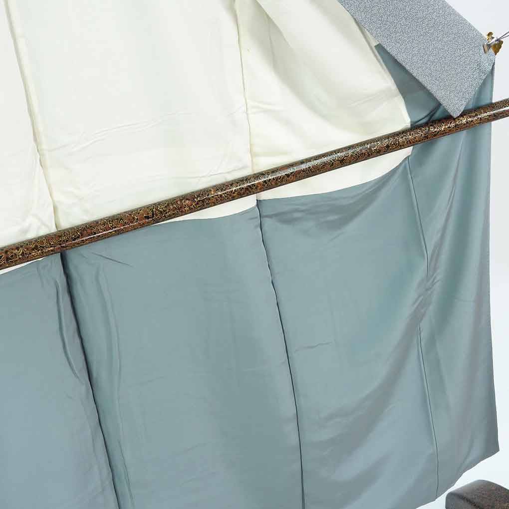 小紋 リサイクル着物 身丈152cm 裄65cm 前幅24.5cm 後幅30.5cm 袖丈45cm 袖幅32.5cm レディース 袷 江戸小紋 裄Mサイズ 秋冬春用 正絹（シルク）グレー やや難 リメイク リユース【ランクB】