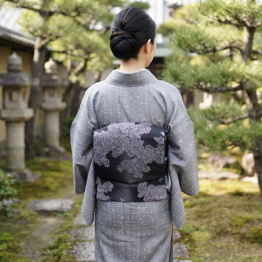 袋帯 リサイクル帯 幅30.5cm 長さ474cm レディース 桜 秋冬春用 正絹（シルク）ブラック 未使用品 リメイク リユース【ランクS】