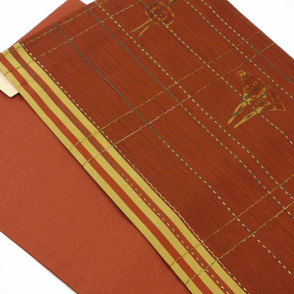 袋帯 リサイクル帯 幅31cm 長さ439cm レディース かんざし 秋冬春用 正絹(シルク)ブラウン 未使用品 リメイク リユース【ランクS】