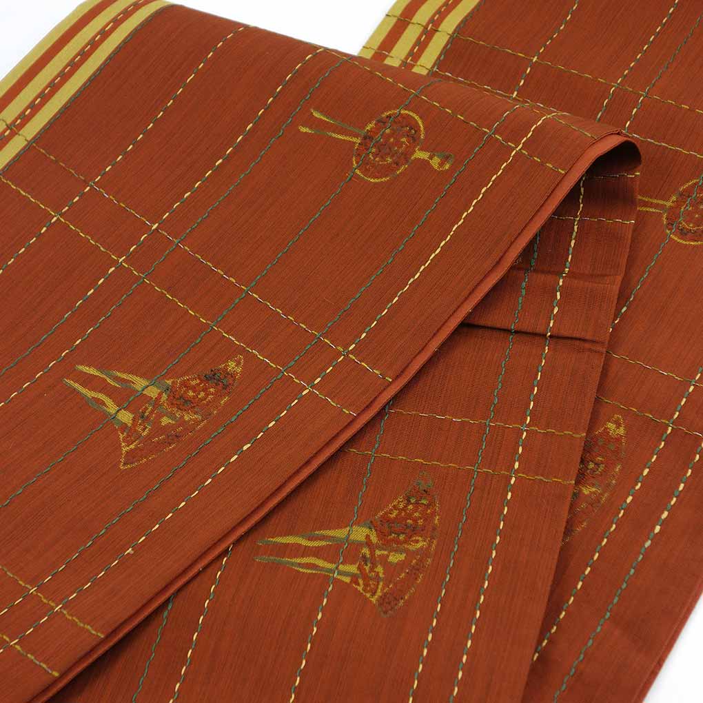 袋帯 リサイクル帯 幅31cm 長さ439cm レディース かんざし 秋冬春用 正絹(シルク)ブラウン 未使用品 リメイク リユース【ランクS】