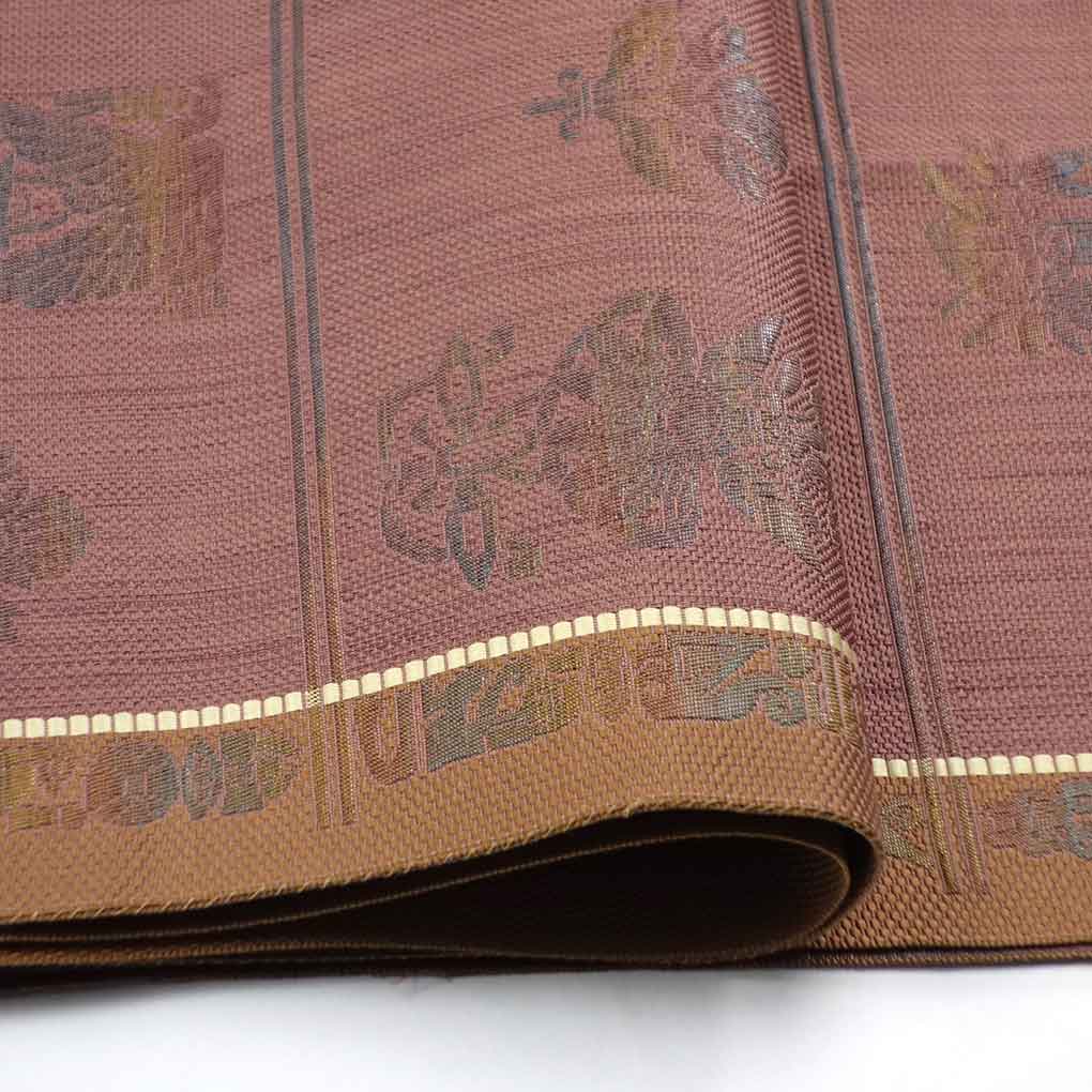 名古屋帯 リサイクル帯 幅31cm 長さ354cm レディース 花柄 秋冬春用 正絹（シルク）ブラウン 美品 リメイク リユース【ランクA】