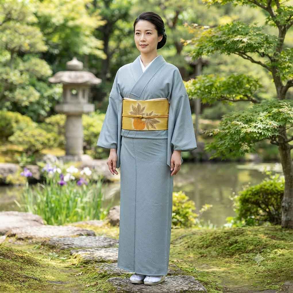紬 リサイクル着物 身丈160cm 裄63cm 前幅25cm 後幅31cm 袖丈49cm 袖幅32.5cm レディース 袷 無地 裄Mサイズ 秋冬春用 正絹(シルク)ブルー やや難 リメイク リユース【ランクB】