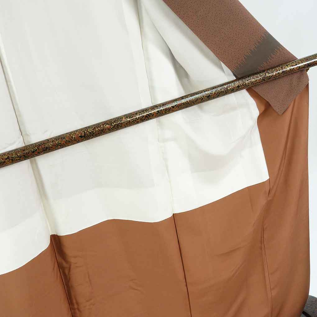 小紋 リサイクル着物 身丈166cm 裄66cm 前幅25cm 後幅30cm 袖丈49cm 袖幅33cm レディース 袷 江戸小紋 裄長 裄M-Lサイズ 秋冬春用 正絹(シルク)ブラウン トールサイズ 未使用品 リメイク リユース【ランクS】