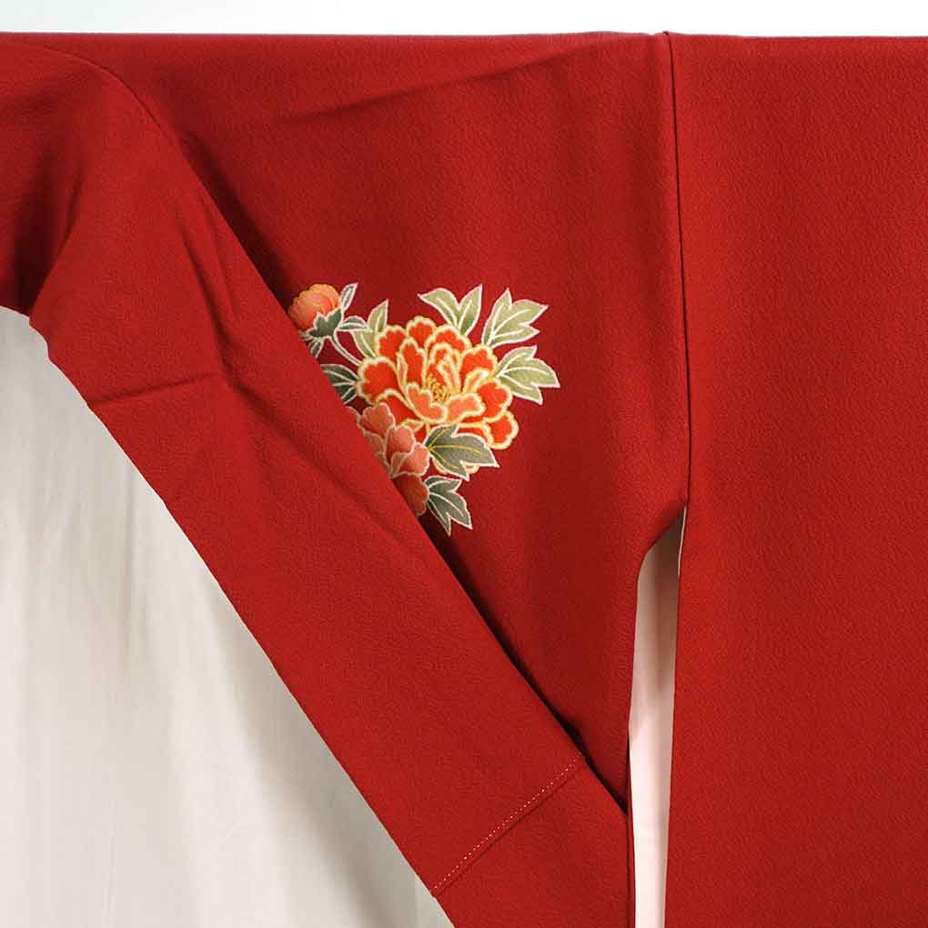 振袖 リサイクル着物 身丈160cm 裄65cm 前幅24cm 後幅30cm 袖丈105cm 袖幅34cm レディース 袷 鼓 裄Mサイズ 秋冬春用 正絹(シルク)レッド 美品 リメイク リユース【ランクA】